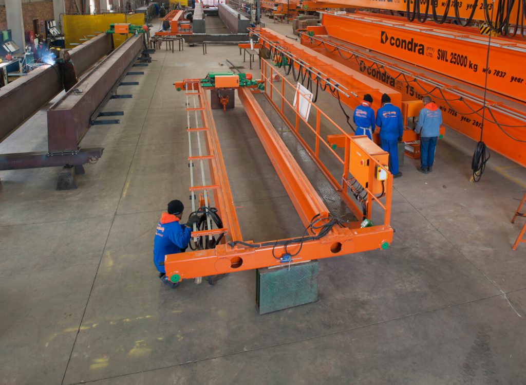 Typical Overhead Cranes under Manufacture in Condra's Factory.